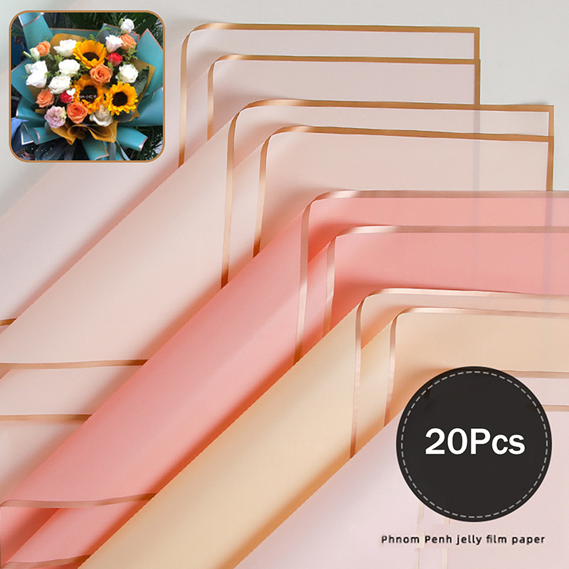 Flower Wrap Kraft - 20'li Paket Altın Kenarlı Çiçek Paketleme