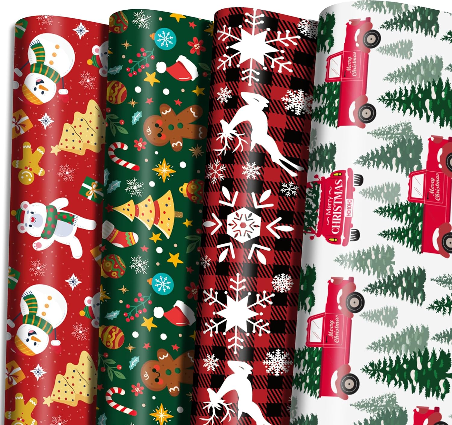 Flower Wrap Kraft - 4 adet Noel Kraft Ambalaj Kağıdı