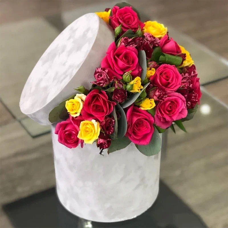 Florist Supply Buckets - 3 adet/takım Yuvarlak Şekil Kadife Hediye