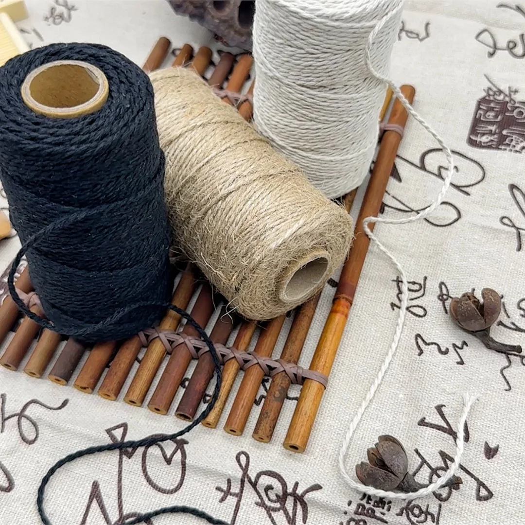 Twine Jute Natural - 3 Adet Siyah Beyaz Doğal İp