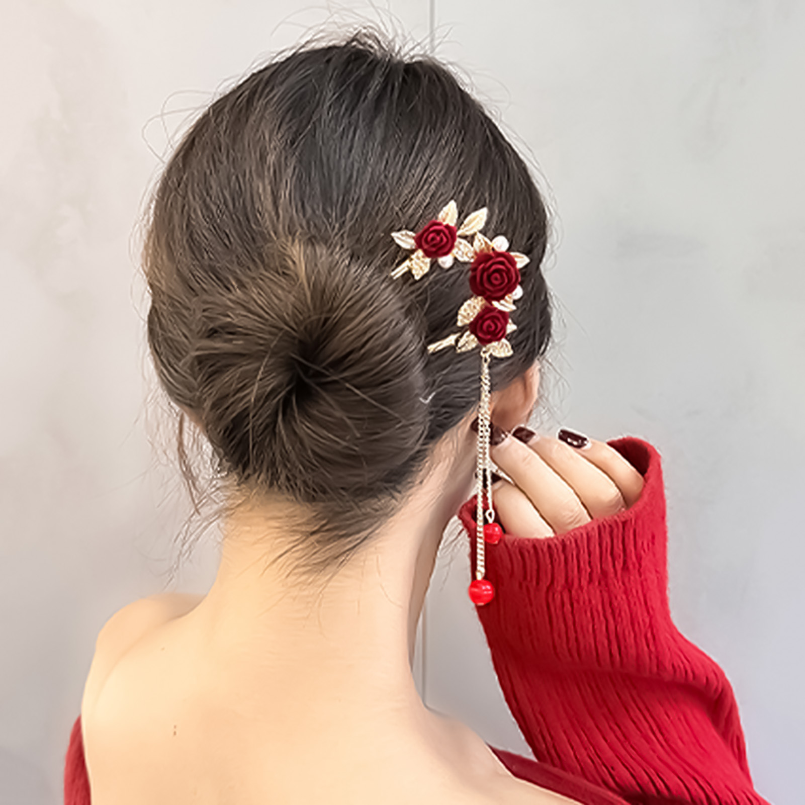 Çin tarzı gül çiçek saç tokası - Flower Supplies incelemesi ve fiyatı