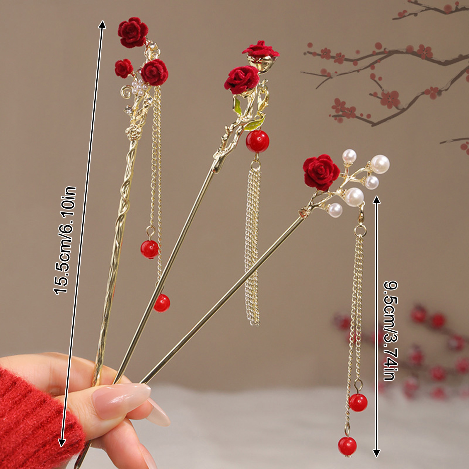 Çin tarzı gül çiçek saç tokası - Flower Supplies incelemesi ve fiyatı